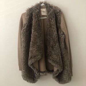 Zara faux fur drape jacket
